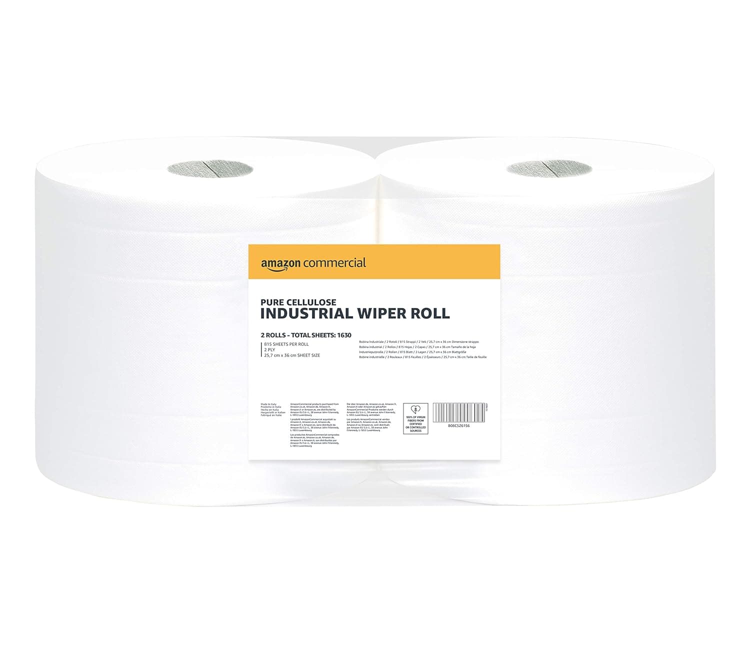 AmazonCommercial Industrie-Wischpapierrolle 2-lagiger Zellstoff 